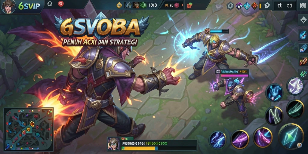 Screenshot 6SVIP menampilkan aksi seru dalam pertarungan MOBA.