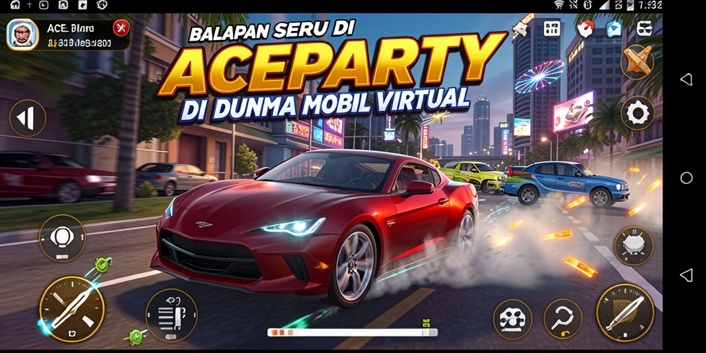 Tampilan menarik dari gameplay balap di ACEPARTY.