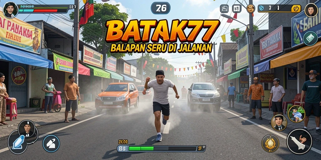 Tampilan gameplay menarik dari BATIK77 saat balapan di lintasan cepat.