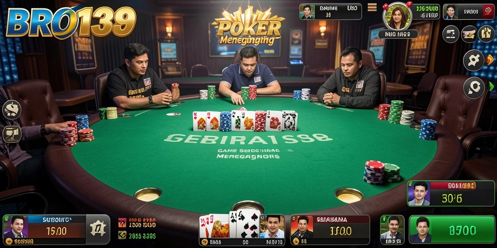 Tampilan gameplay Poker yang menarik dan interaktif di BRO138.