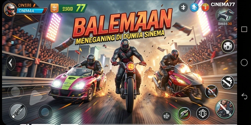 Tampilan menarik balapan seru dalam CINEMA77.