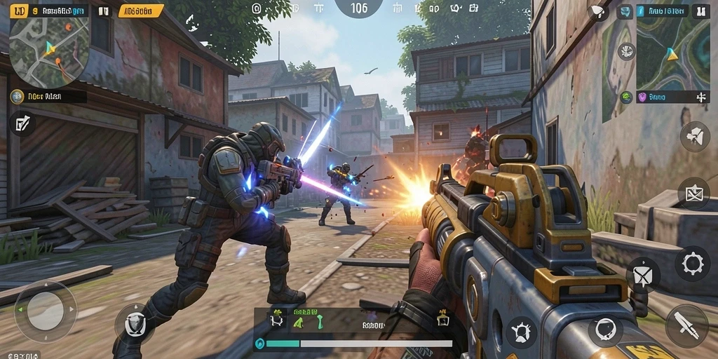 Gameplay seru dalam D06 dengan aksi tembak-menembak yang intens.