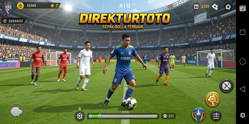 Tampilan gameplay seru di DIREKTURTOTO dengan aksi sepak bola nyata.