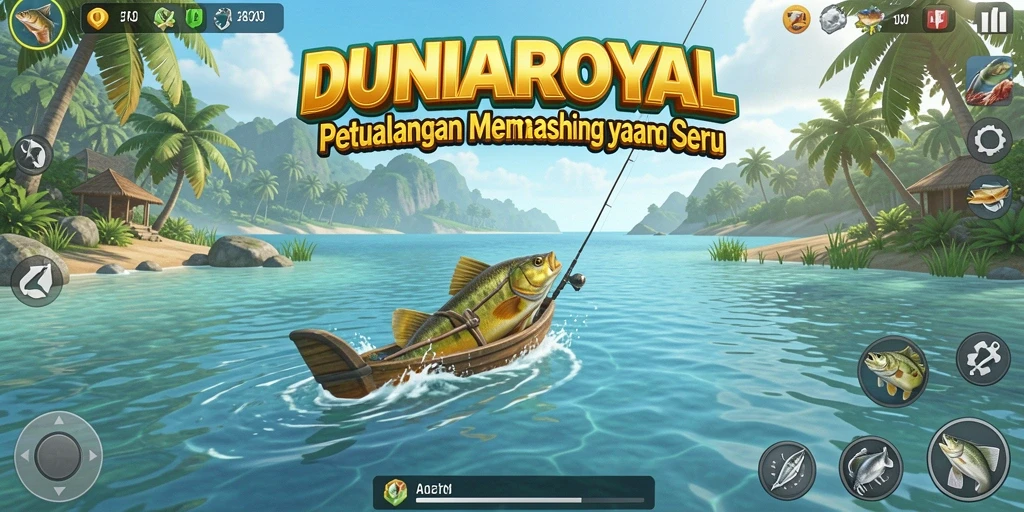 Gameplay memancing yang menarik di DUNIAROYAL dengan banyak jenis ikan.