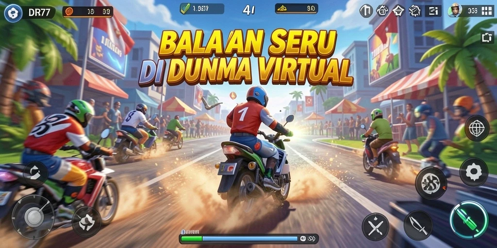 Gameplay balap seru dengan mobil dan trek yang menarik.