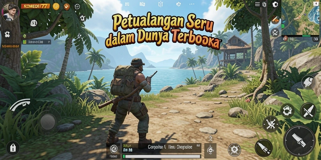 Tampilan gameplay <strong>KOMEDI77</strong> yang menampilkan dunia terbuka yang menghibur.