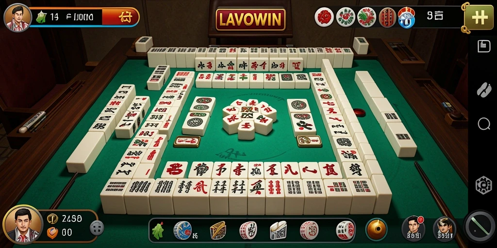 Screenshot gameplay LAVOWIN menunjukkan aksi seru permainan Mahjong yang menantang.