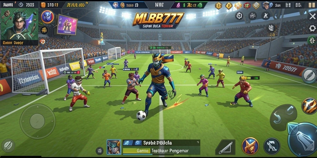 Tampilan gameplay menarik dari MLBB777 dalam aksi sepak bola.