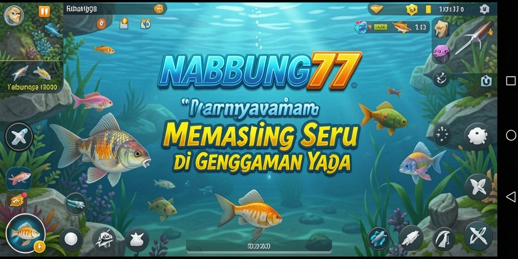 Gameplay seru NABUNG77 dengan berbagai jenis ikan yang bisa ditangkap.