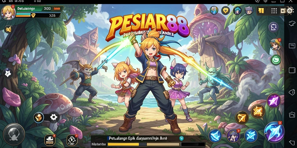 Tampilan gameplay PESIAR88 yang penuh aksi dengan karakter Anime.