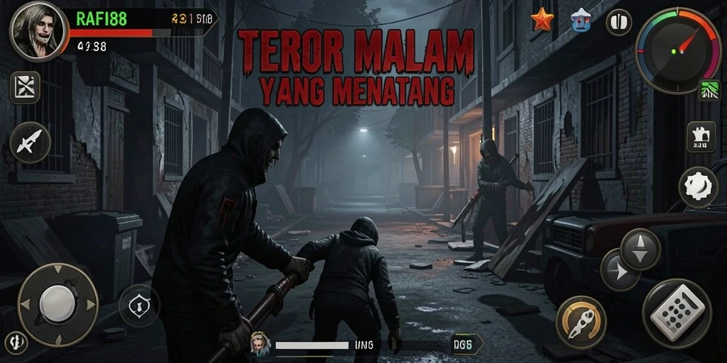 Tampilan gameplay mencekam di RAFI88 saat melawan hantu jahat.