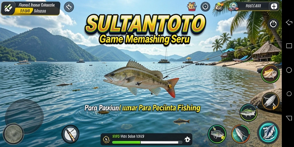 Screenshot utama SULTANTOTO menampilkan gameplay memancing yang seru.