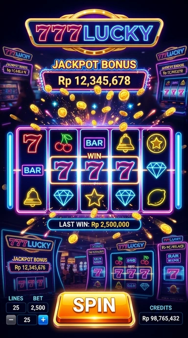 Tampilan utama aplikasi 777lucky dengan menu navigasi yang jelas.